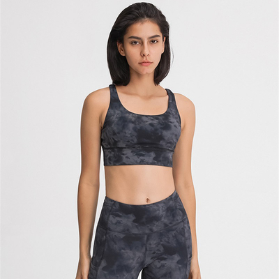 OEM Naked Feeling Medium Support Cross Back Womens Sports Bra Logo Printing