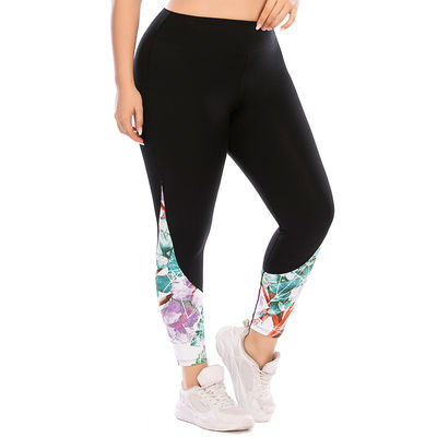 Printing Front Zip Gym Plus Size Two Piece Workout Sets Sleeveless Nylon Spandex